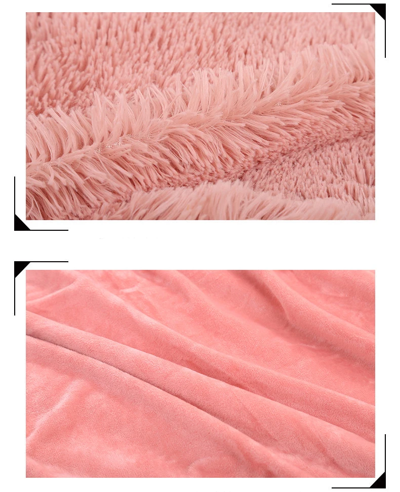 160*200cm Elegant Throw Blanket for Bed Sofa Bedspread Long Shaggy Soft Warm Bedding Sheet Air Conditioning Blanket