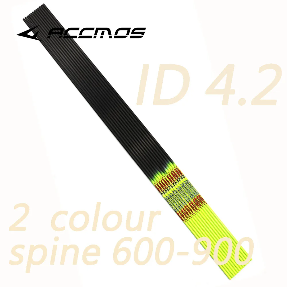 Billige 2019 neue 31 zoll Wirbelsäule 400 500 600 700 800 900 1000 Reinem Kohlenstoff pfeil Welle ID 4,2mm Pfeil schlauch Leuchtstoff Gelb Für Pfeil DIY