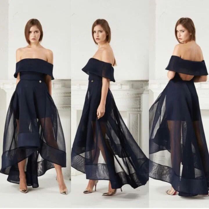  Free Shipping Missord 2016 Sexy word shoulder organza dress  FT4366 