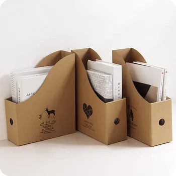 

Kraft Paper DIY Assembly Storage Box Firm Multifunctional Home Office Desktop Books Sundries Cosmetic Organizer Dust-proof Boxes