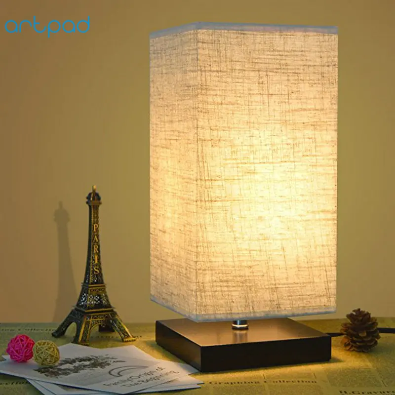 

Japanese Tatami Style Simple Table Lamps with Fabric Lamp Shade E27 Study Bedside Standing Lamp for Desktop Study Fixtures