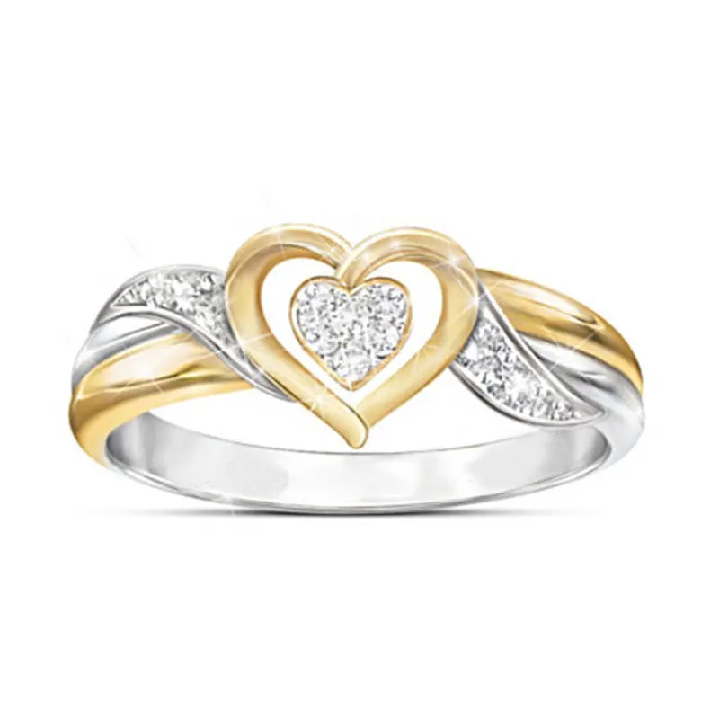 LETAPI Новая мода золото серебро Цвет Белый Циркон Кристалл обручальное кольцо с сердцем для женщин вечерние подарки - Цвет основного камня: 15672