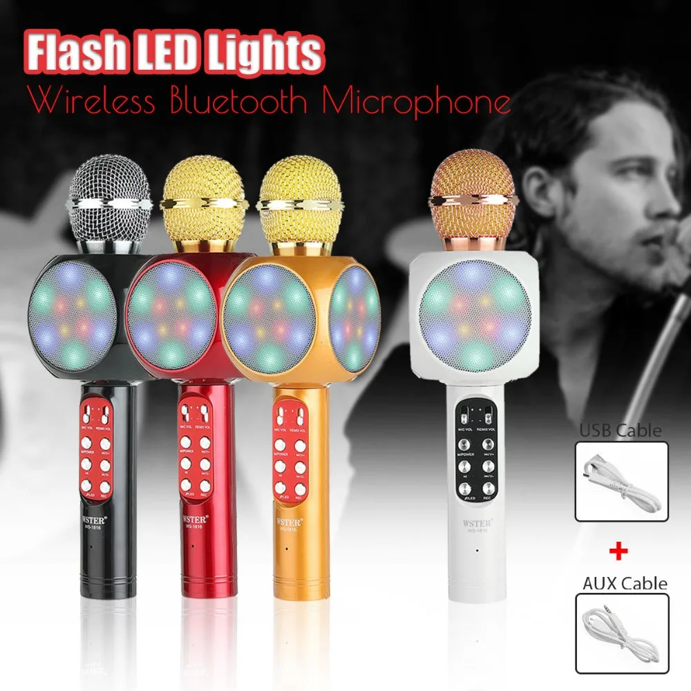 WS 1816 Wireless Bluetooth Karaoke Microphone Mic USB