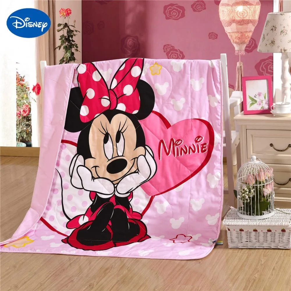 Couette D Ete En Tissu De Coton Avec Personnages Disney Minnie Mouse 1x150cm Decoration De Lit Pour Bebe Et Fille Rose Aliexpress