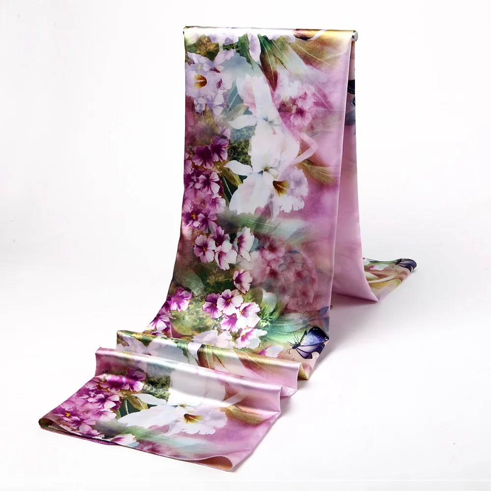 

170x75cm Hot Sell mulberry silk fabric nature pure charmuse silk print fabric for dress bedding scraf HF03