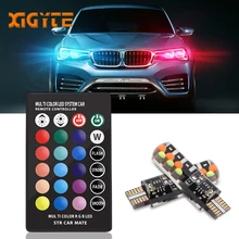 Car LED T10 RGB W5W LED Car Clearance Lights 194 168 Bulb Remote Width Interior Lighting for Brake Reading Dome License Lights