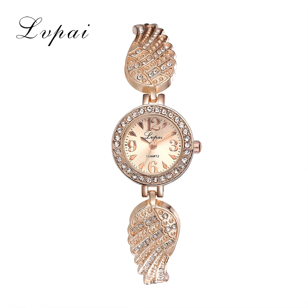 

LVPAI Top Brand Gold Fashion Casual Watches Wings Alloy Quartz WristWatches Women Dress Watches Women Fashion Luxury Watch Clock