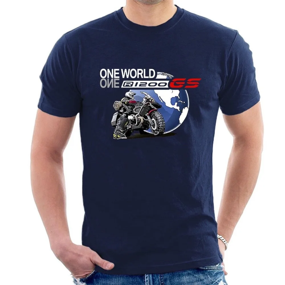 Online 2019 nuevo hombre divertido ONE WORLD GS R1200 camiseta motocicleta aventura inspirado en todos los tamaños Tee Cool Tees