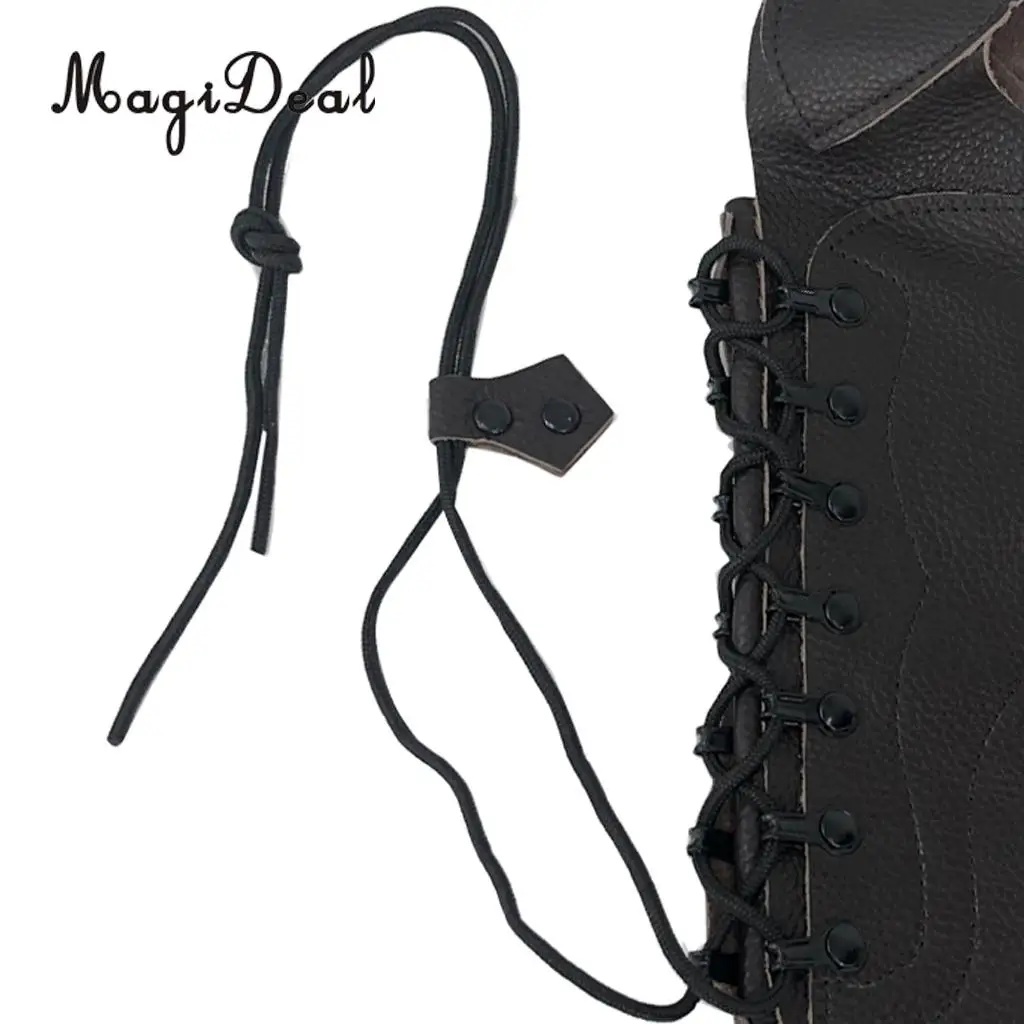 MagiDeal Black Cow Leather Shooting Archery Arm Guard Bow Protect Gear with Straps