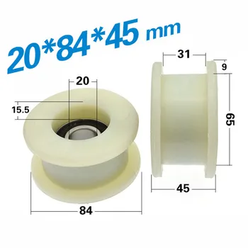 

[H2084-45] 1PCS/lot high loading H groove type 6204zz 6204 PA66 NYLON bearing roller wheels guide wire track pulley 20*84*45mm
