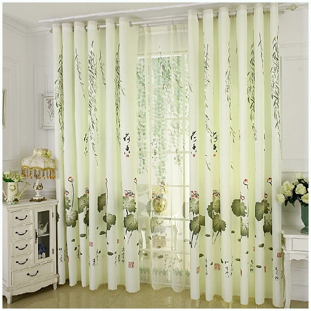 Chinese Eenvoudige Stijl Lotus Gedrukt Half Lichtdicht Slaapkamer ... Chinese Eenvoudige Stijl Lotus Gedrukt Half Lichtdicht Slaapkamer ...