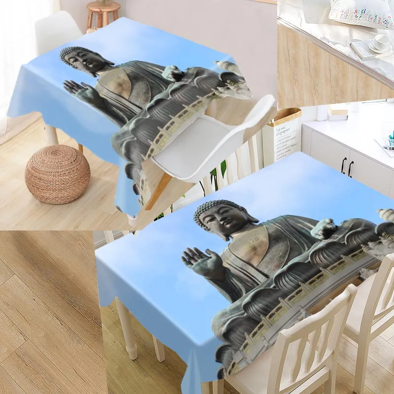 

New Arrival Buddha Tablecloth Waterproof Oxford Fabric Square/Rectangular Tablecloth For Wedding Table Cloth TV Covers
