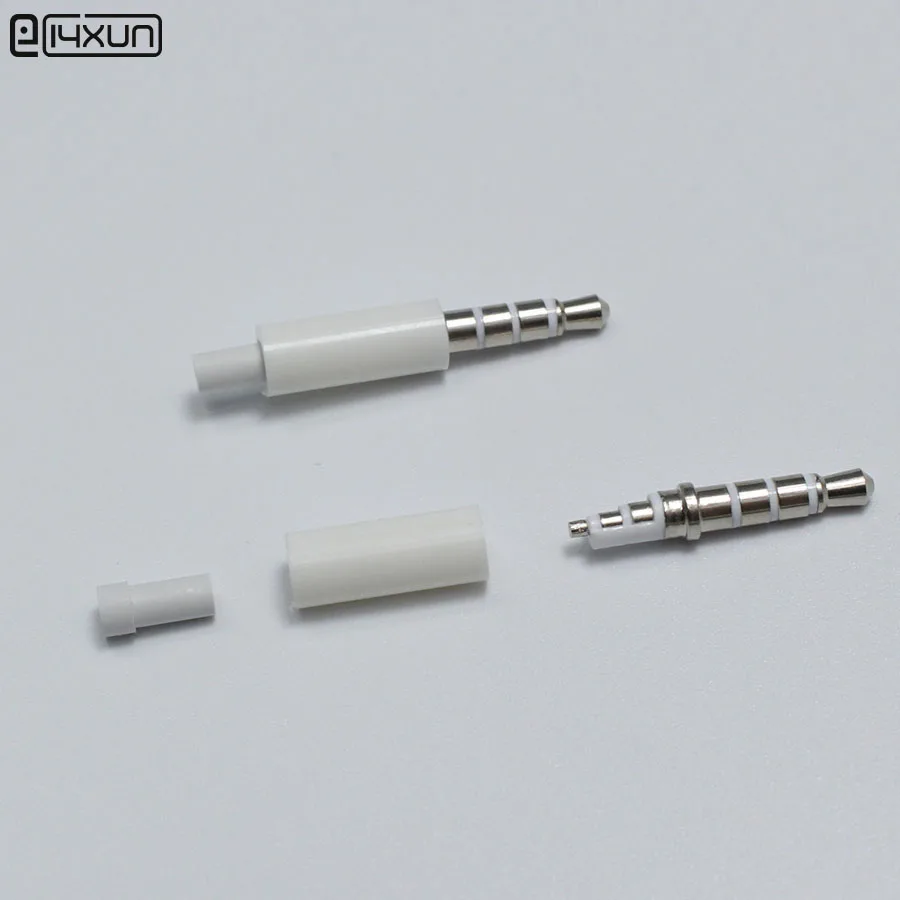 

2pcs 3.5mm stereo headset plug with tail 4 pole 3.5 mm audio plug Jack Adaptor connector for iphone white