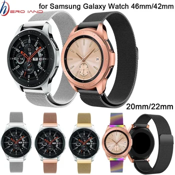 

HeroIand 20mm 22mm Width Stainless Steel Band for Samsung Galaxy Watch 42mm 46mm Milanese Wristband Metal Magnetic Release Strap