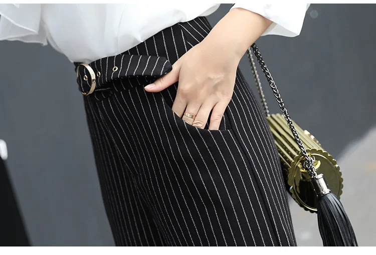 Bas Spéciales Mode Ol Nouveauté Rayé Black Pantalon Automne 2019 Lady Lâche Et Offres Pour Femme En Tempérament D'hiver Office Large De OHInfZ