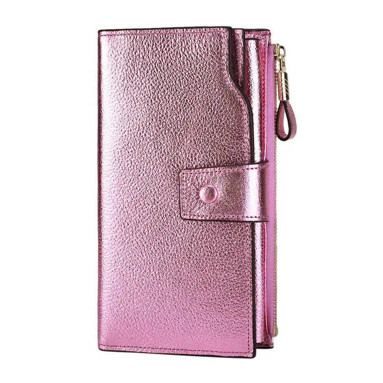 ITSLIFE цвет для женщин из натуральной кожи RFID Блокировка функциональный кошелек Винтаж длинный блеск держатель для карт молния портмоне iPhone