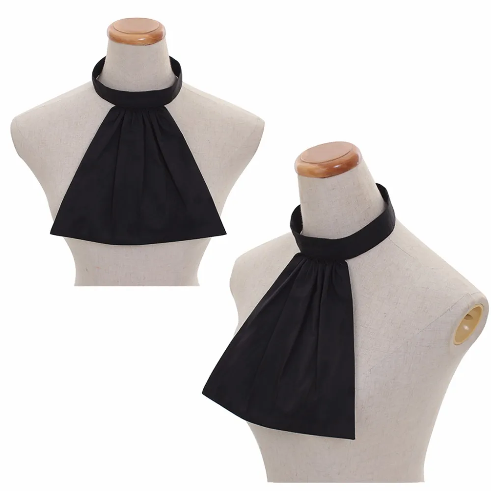Cosplaydiy Whole Sale Vintage Adult Black Cotton Collor Jabot Tie