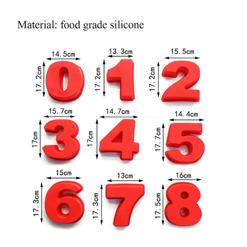 10 дюймов 0-9 силиконовая Цифровая форма для торта, форма для украшения тортов, инструмент для свадьбы, дня рождения, юбилея, форма для шоколада