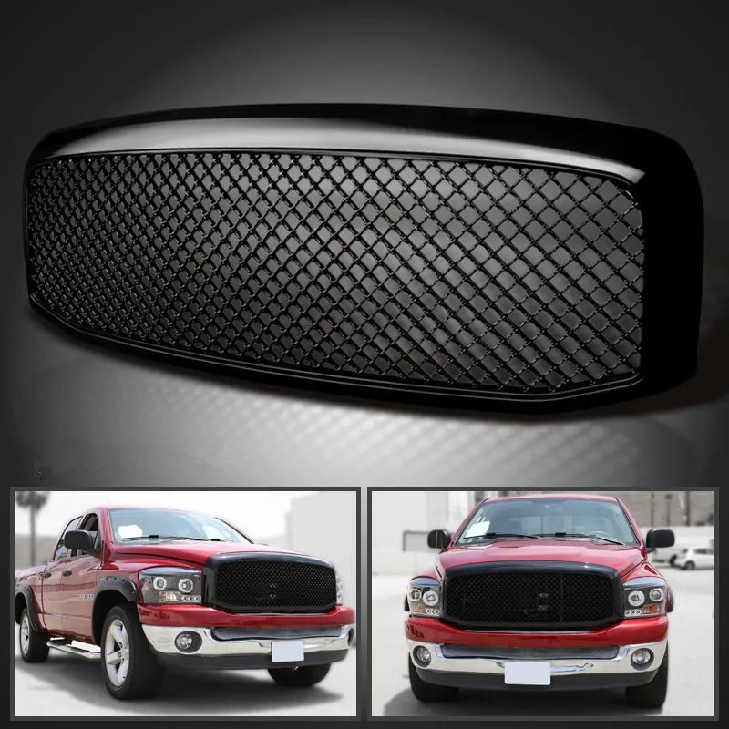 

XYIVYG 2006-2008 for Dodge Ram 1500 2500 3500 Mesh Style Front Hood Grille Glossy Black ABS