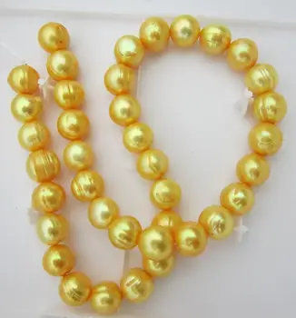 

natural 18" AAA 11-12MM SOUTH SEA golden PEARL NECKLACE>Dongguan girl Store free shipping