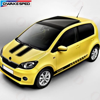 

Racing Lattices Stripes Door Side Skirt Stickers Car Hood Bonnet Decor Vinyl Decals Fit On 3-5 Door For Skoda Citigo