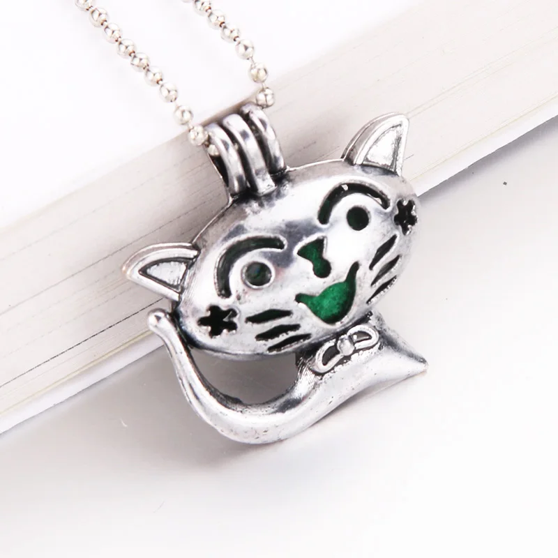 

New Cat Cage Pendant Essential Aroma Perfume Locket For Necklace Jewelry Open lock Love Wish Jewelry