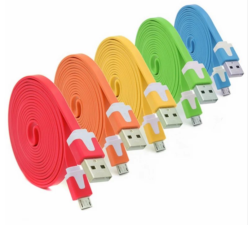 Micro USB Cable Flat Noodle Charger Cable Cord for HTC Sumsung Galaxy S5 i9500 N7100 For