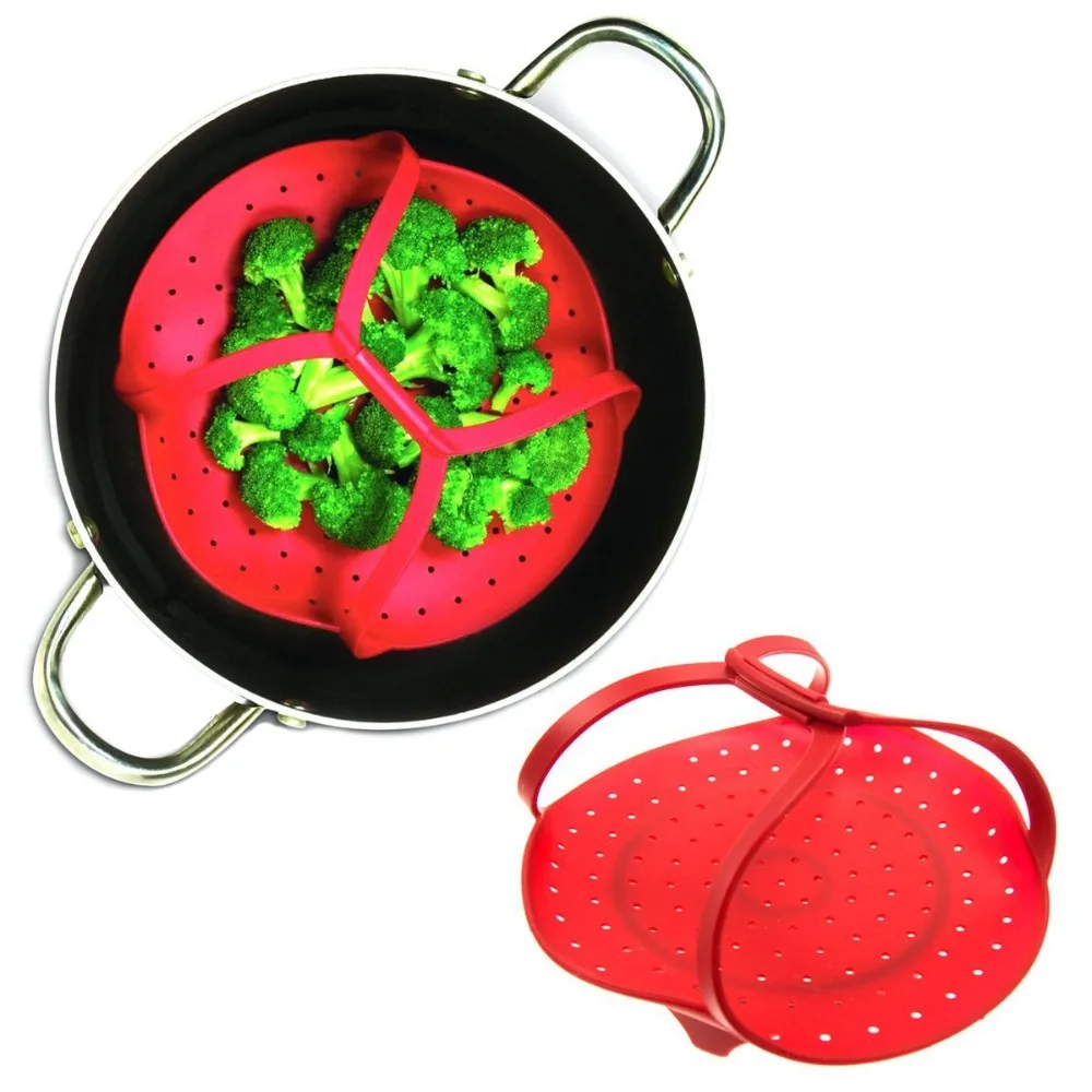 1pc Vegetable Steamer Silicone Non slip Veggies Steamer Seafood Instant