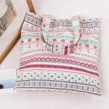 Новое обновление хлопок лен Эко многоразовые плечо сумка зигзаг линии Национального StyleL246