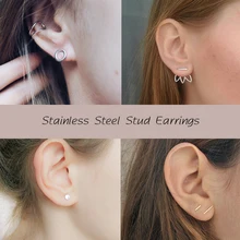 CC серьги-гвоздики из нержавеющей стали для женщин офисные маленькие треугольные квадратные серьги с крестом модные ювелирные изделия в деловом стиле минималистичные