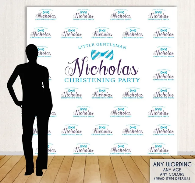 Custom Little Man Christening Party Repeat Photography Backgrounds Custom Little Man Christening Party Repeat Photography Backgrounds Computer Print Children Kids Photo Backdrop