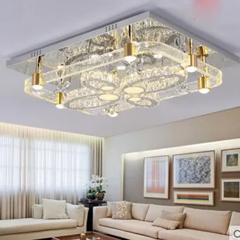 

Crystal lamp living room lamp rectangular minimalist modern atmosphere home luxury hall bedroom lamp led ceiling lamp led light