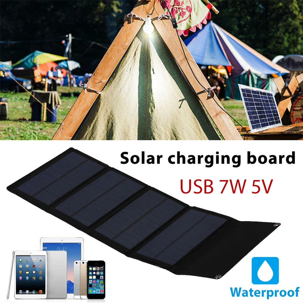 

Amzdaal Portable Folding Outdoor 7W 5V USB Output Solar Panel Solar Generator Fast Charger Mobile Phone Charging Solar Cells