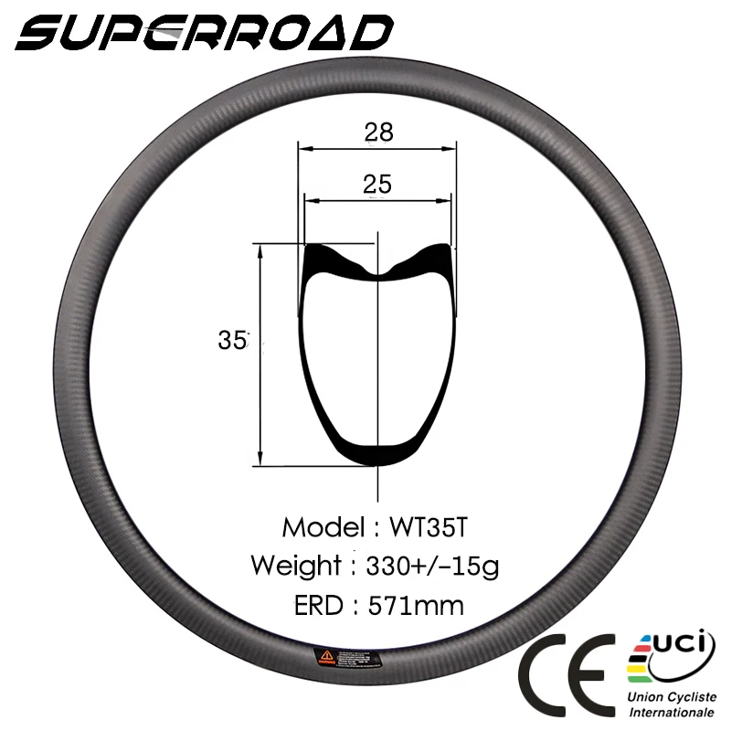 Superlight Toray T700 23/25 мм шириной 35 мм глубиной UD матовая 20/24 дорожный велосипед Углеродные трубчатые диски колес с Базальт тормоз