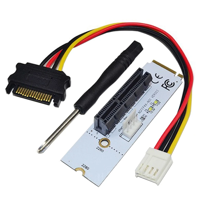 

NGFF M.2 Key M to PCI-E 1X / 4X / 8X / 16X Graphics Card Mining Slot Adapter Riser Converter Card with LED