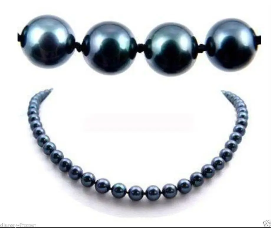 

925silver gold clasp AAA 20" 9-10MM TAHITIAN black pearl necklace hand knotted