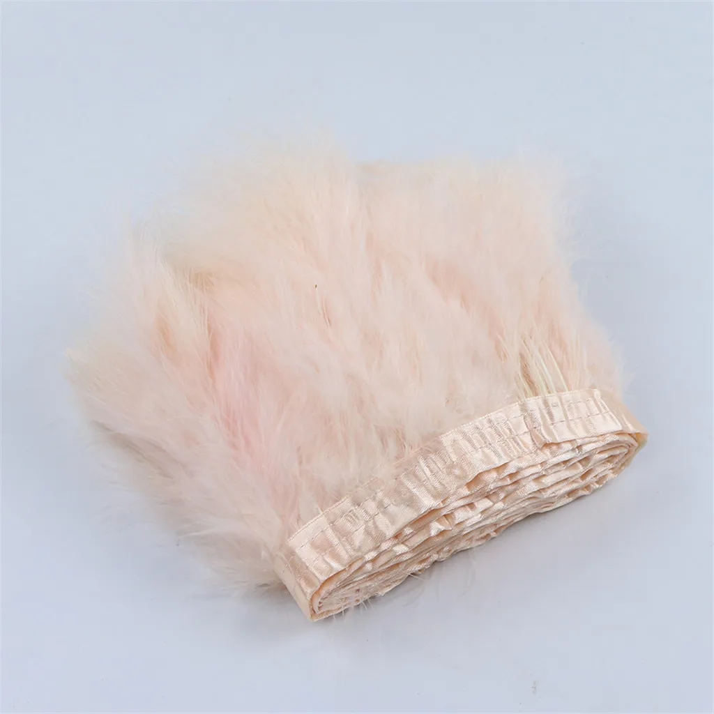 2 set 2m Long Turkey Hackle Feather Fringe Trim 5-6 inch Width Multi Use for Home Wedding Party Sewing Decorating - Well-dyed