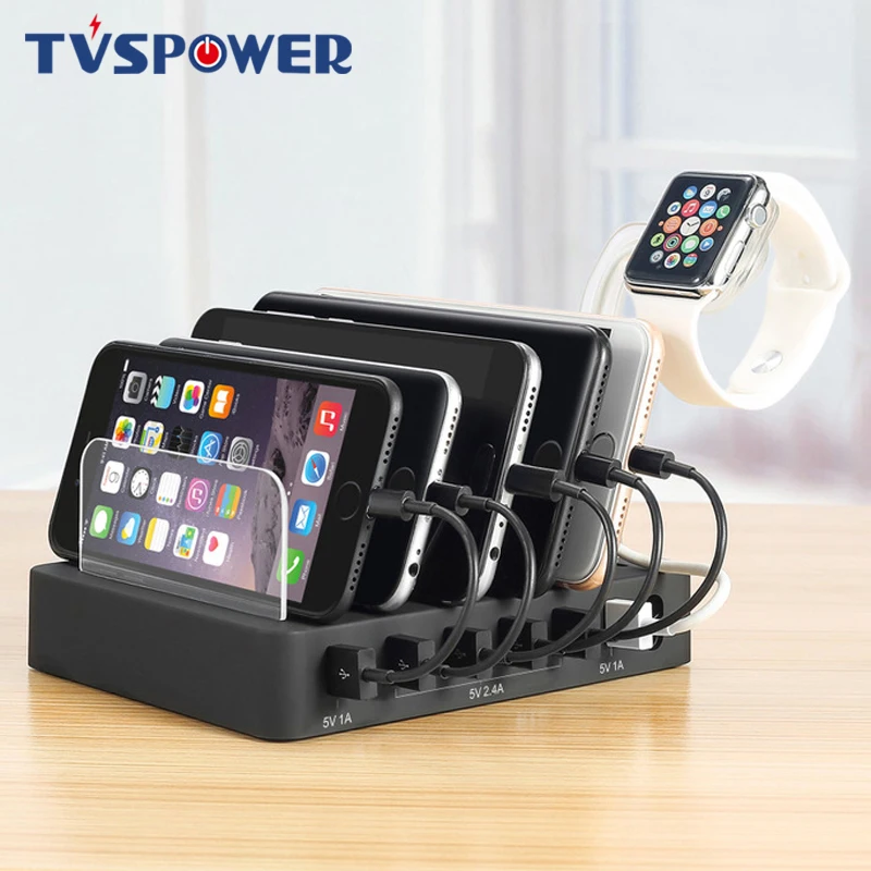 

6 Ports Desktop USB Charger Multi-Function 2.4A Fast Charging Station Dock With Stand Plug For iPhone Samsung HTC Mobile Phone