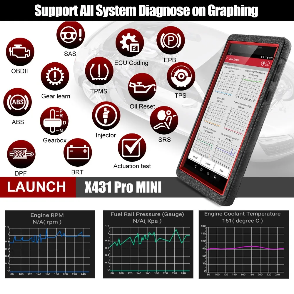 Launch X431 PRO мини OBD2 автомобильный сканер диагностический инструмент ECU кодирование OBD2 полная система активация тест launch PAD X431 V