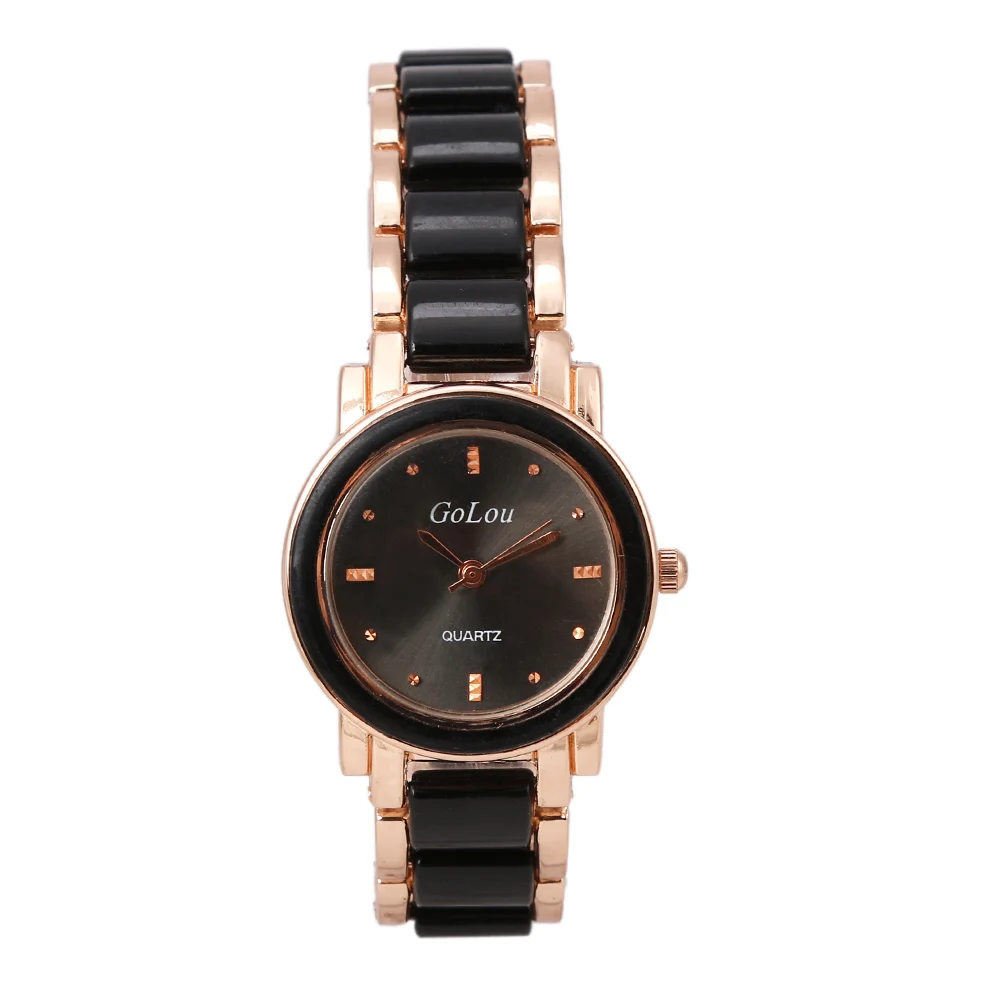 Роскошный белый и черный имитация керамического браслета часы для женщин женская одежда кварцевые наручные часы Relogio Feminino G-8066 - Цвет: Черный