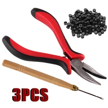 Mayitr 100 шт Силиконовые микро-звенья бусины+ 1 шт. крючковая игла+ 1 шт. щипцы для наращивания волос набор инструментов