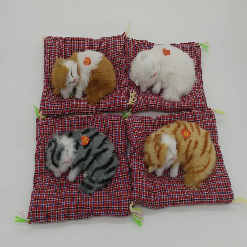 lovely simulation cat model polyethylene &amp furs doll on a mat home decoration about 14x6x11cm p0021 | Дом и сад