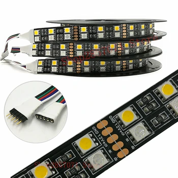 

Double Row RGBW led strip Black PCB SMD 5050 120leds/M DC12V RGB+ White / Warm White 5M