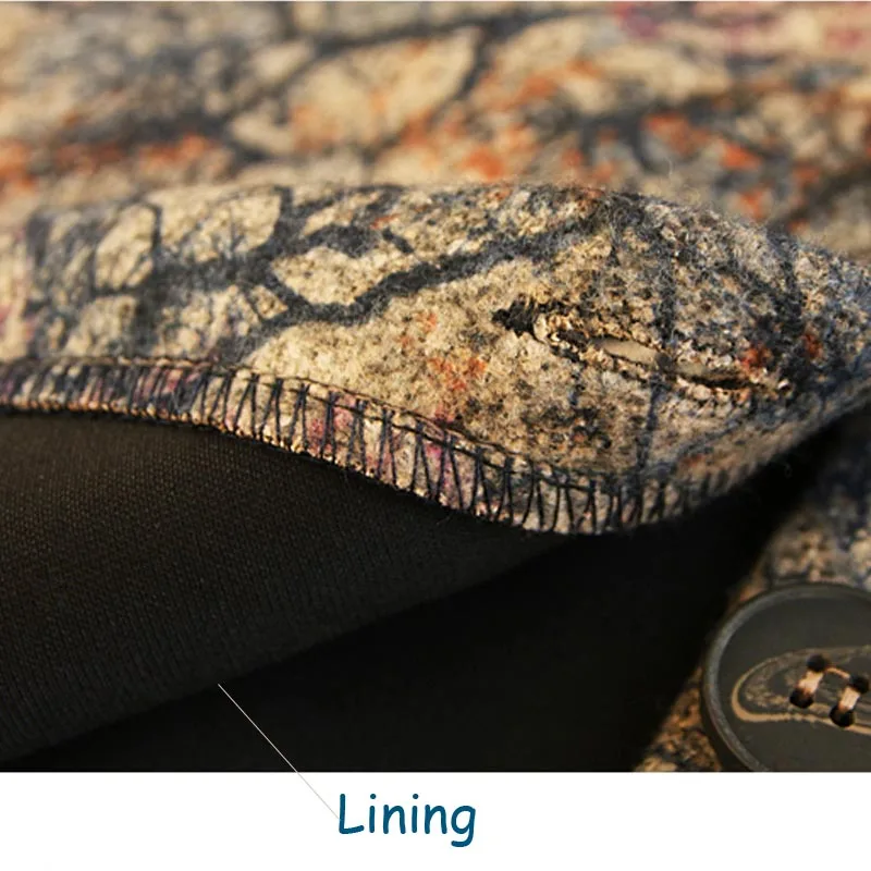 Coat Women 2019 Spring Autumn Vintage Woolen Outerwear Female Print Thickening Overcoat Loose Trench Casual Long Jackets E15189