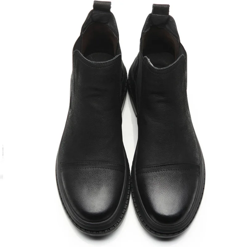 Zapatos Hombre Genuino Altura Otoño Mano No E Botas Vintage Cuero Tobillo Gamuza Chelsea Casuales D50 De Hecho Invierno La Hombres A with Plush Plush Masculinos Aumento 86Ew6ZqUz
