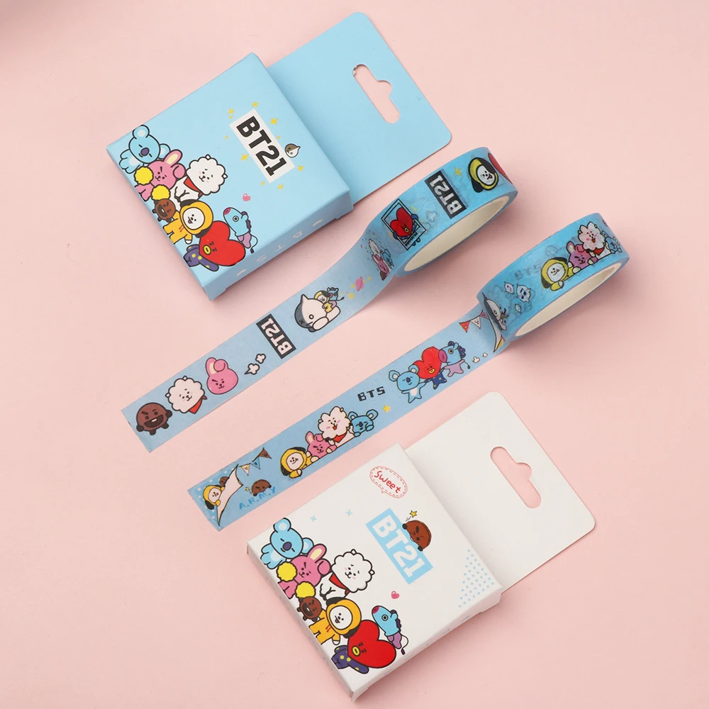 5m bts bt21 cute washi tape cooky tata paper masking scrapbook sticker