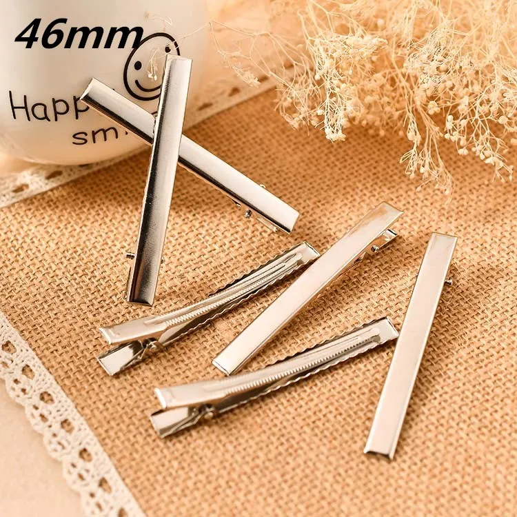 

new headwear 20pcs Blank Metal Hair Clip Duckbill 46mm Hair salon hair diy hair accessories Hairpin accessories