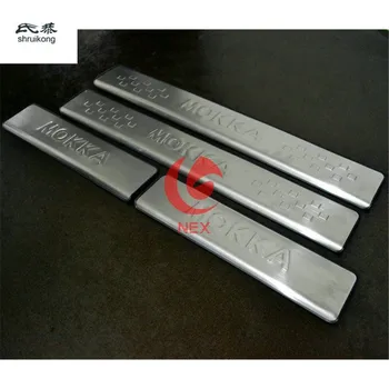 

FREE SHIPPING 4pcs/lot For 2012 2013 2014 OPEL MOKKA VAUXHALL MOKKA J13 STAINLESS DOOR SILL PLATE ENTRY SCUFF COVER