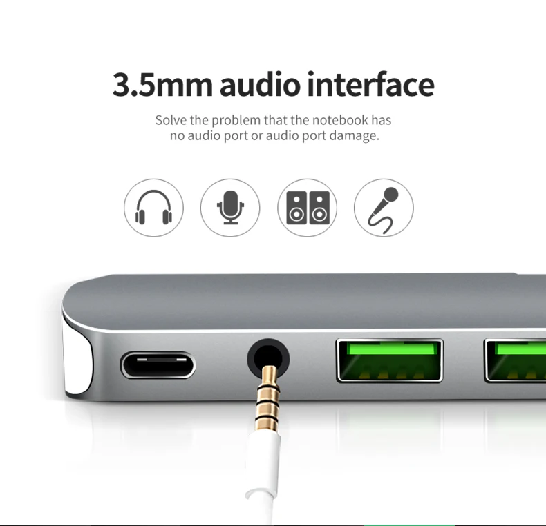 9in1USB C концентратор TYPE C Thunderbolt 3 адаптер USB-C подключающийся аппаратный ключ с HDMI 4k PD USB 3,0 SD TF кардридер для MacBook Pro Air 13 15