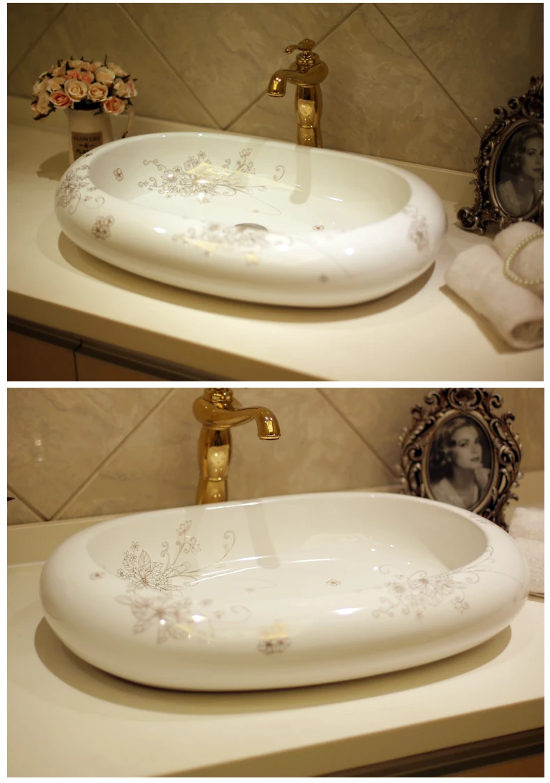 Rectangular Antique Style Handmade Porcelain Art Lavatory Ceramic wash basin Bathroom Sink (5)